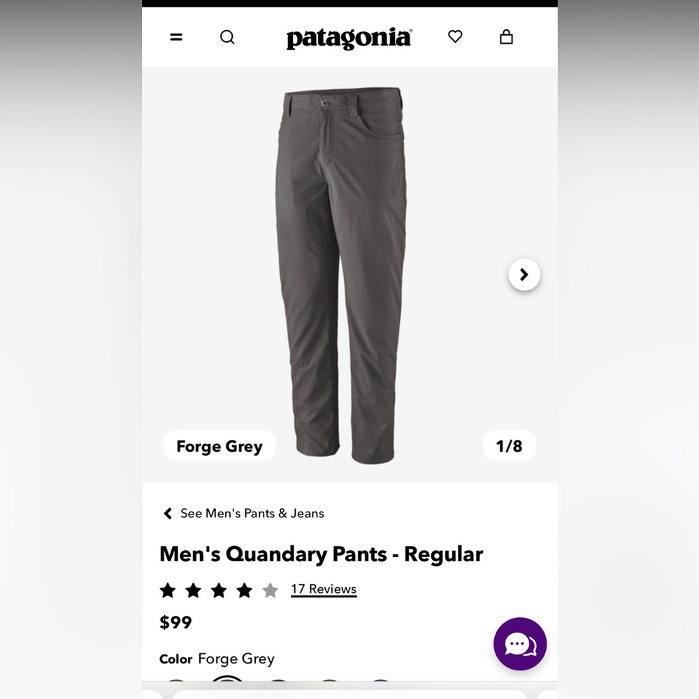 Patagonia Men’s Quandary Pants size 31 Waist 32 Inseam